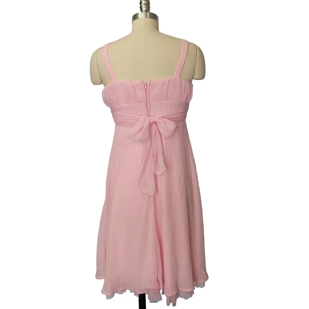 Vintage Y2K Pink Fairy Dress Size M Sleeveless Milkmaid Tie Back Fairycore 2000s